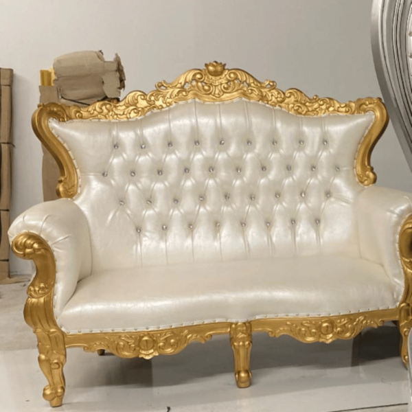 Royal Gold Low Back Throne Loveseat