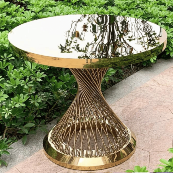 Golden Spoke Table with Mirror Glass